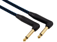 Red's Music instrument cable - Jack 6.3mm angle / Jack 6.3mm angle - FOP braided cable - GCF13015BB - 0.15m