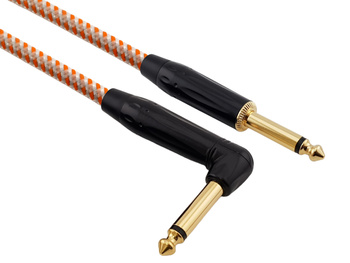 Kabel instrumentalny Red's Music – Jack 6.3mm / Jack 6.3mm kątowy – FOP kabel w oplocie - GCF1230RS - 3m