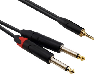 Red's Music audio cable - mini Jack stereo 3.5mm / 2x Jack mono 6.3mm - AU1703BX - 0.3m