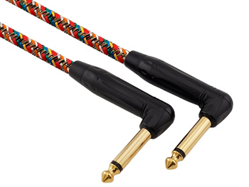 Kabel instrumentalny Red's Music – Jack 6.3mm kątowy / Jack 6.3mm kątowy – FOP kabel w oplocie - GCF13015RA - 0,15m