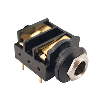 Jack 1/4" (6.35 mm) female socket, mono (TS), 2 contacts, 2 switches for PCB mounting | ST-P 1JP-018