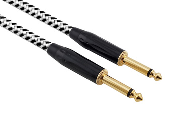 Kabel instrumentalny Red's Music – Jack 6.3mm / Jack 6.3mm – FOP kabel w oplocie - GCF1130BW - 3m