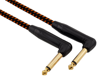 Kabel instrumentalny Red's Music – Jack 6.3mm kątowy / Jack 6.3mm kątowy – FOP kabel w oplocie - GCF13015BO - 0,15m