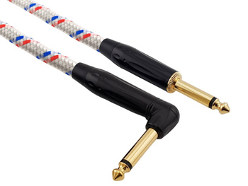 Kabel instrumentalny Red's Music – Jack 6.3mm / Jack 6.3mm kątowy – FOP kabel w oplocie - GCF1250BRW - 5m