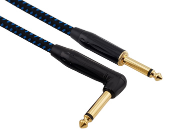 Red's Music instrument cable - Jack 6.3mm / Jack 6.3mm angled - FOP braided cable - GCF1230BB - 3m