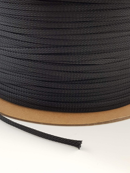 Polyester PET braid for the cable, 4mm black cable sheath - 1m